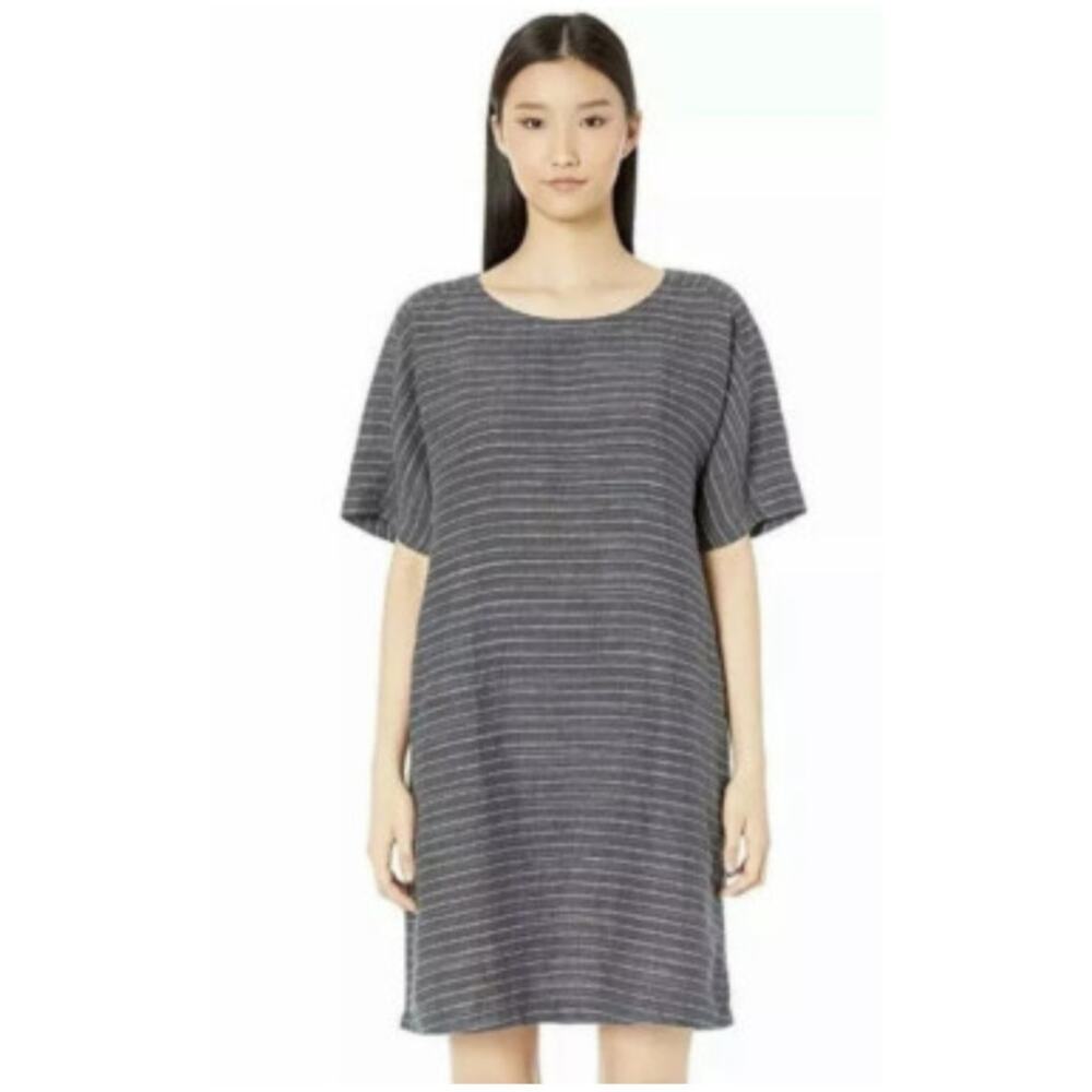 Eileen Fisher Organic Linen Scoop Neck Tunic Dress Size Large NWT